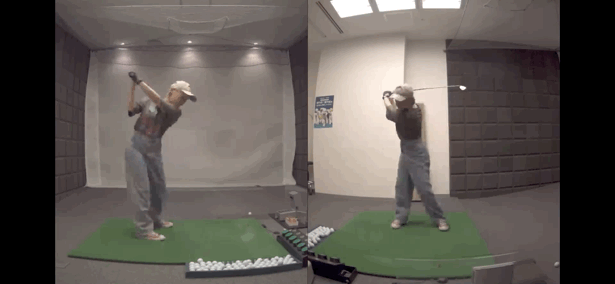 スイングのタイミングを意識して素振り