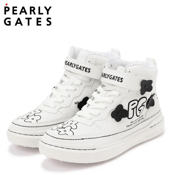 パーリーゲイツ ロゴ×花がらハイカットシューズ
