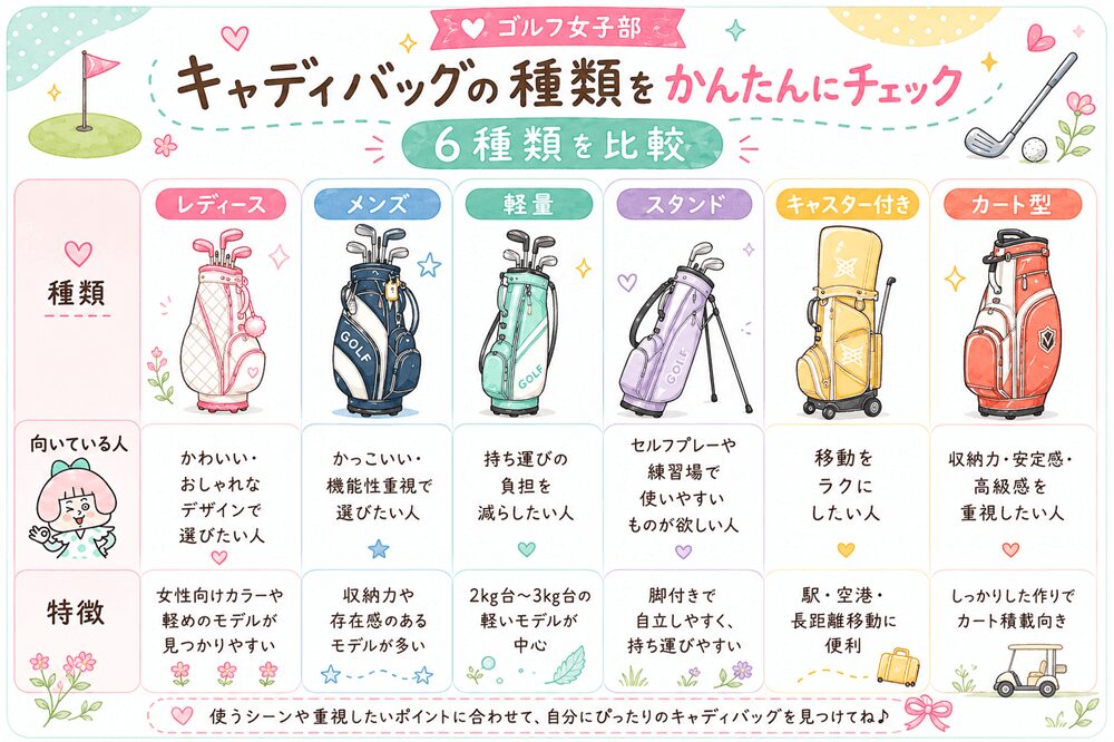 キャディバッグの種類の比較表
